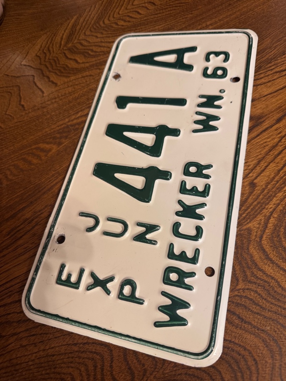 Vintage Washington Wrecker Aluminum License Plate Home Accent or collectible